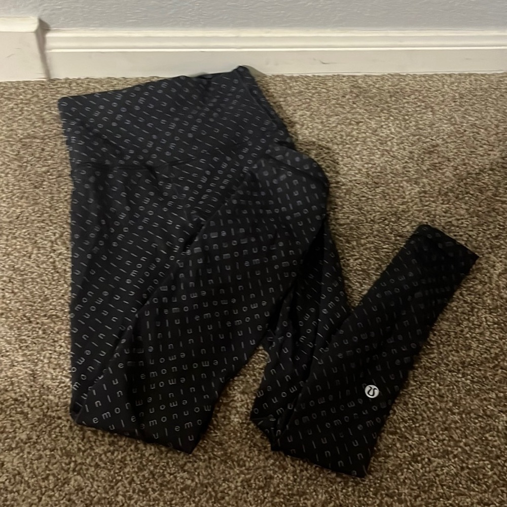 Lululemon black leggings with lululemon words size 2
